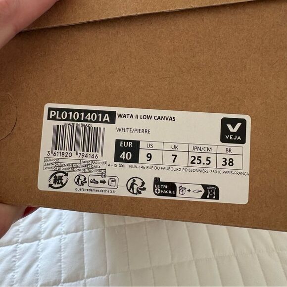 NWT Veja Wata II Low Canvas Shoes in White Size 9 - Picture 7 of 7